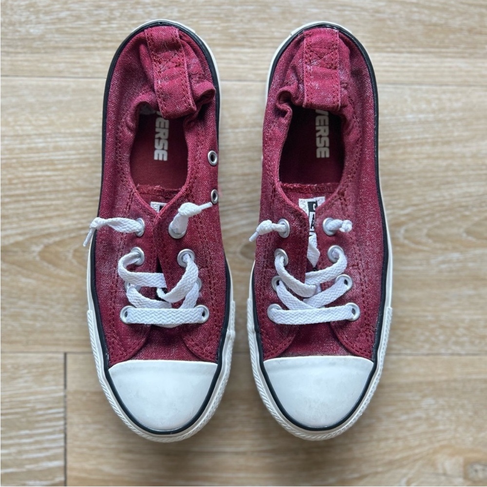 Converse Chuck Taylor All Star Shoreline Slip-On Burgundy Silver Sneakers Size 7